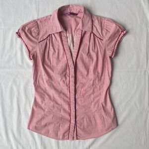 Smart Set Pink Patterned Short Sleeve Button Up Top